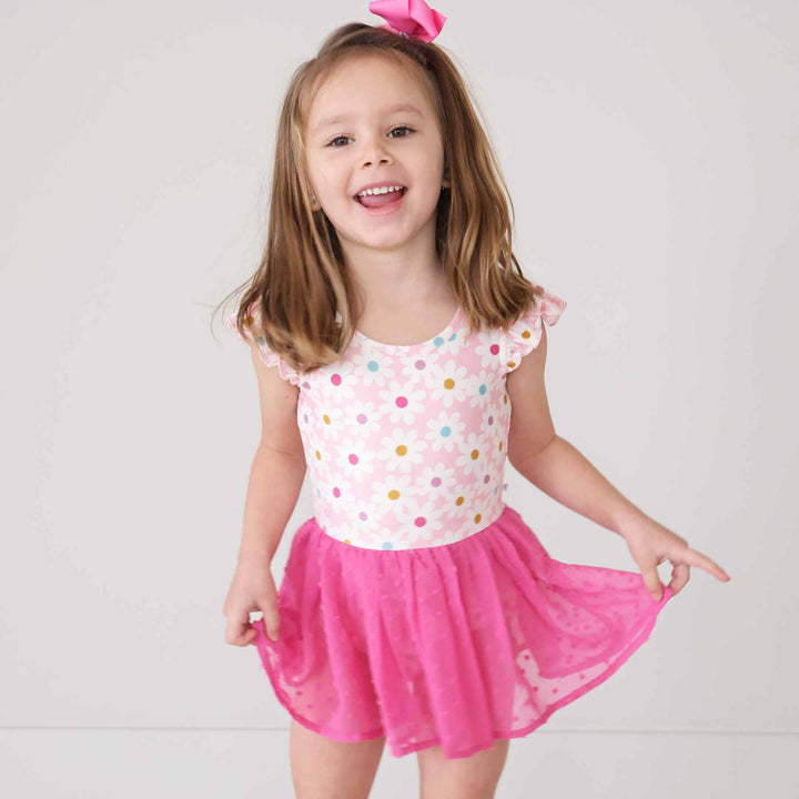 pink pop floral print ballet leotards little girls