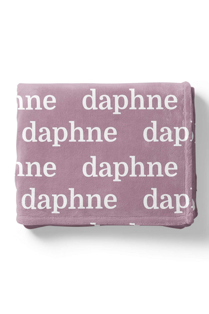 personalized violet color blanket in block font