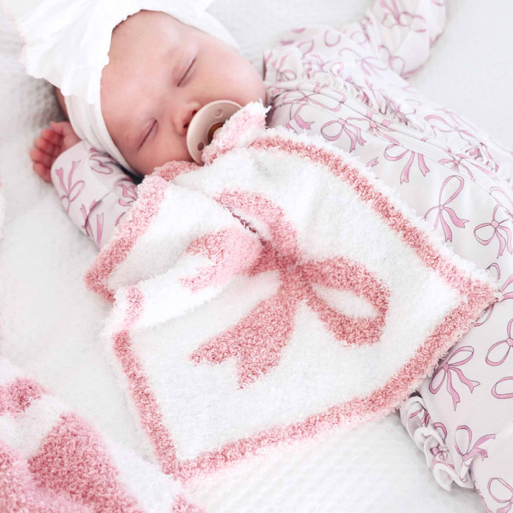 dark pink reversible bow lovey for babies luxe 