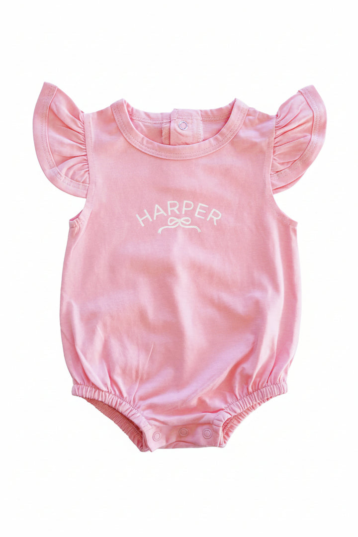 dark pink ruffle sleeve romper