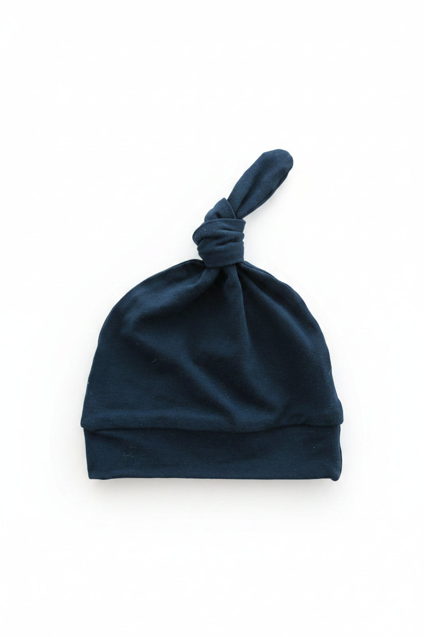 solid dark navy bamboo knotted hat 