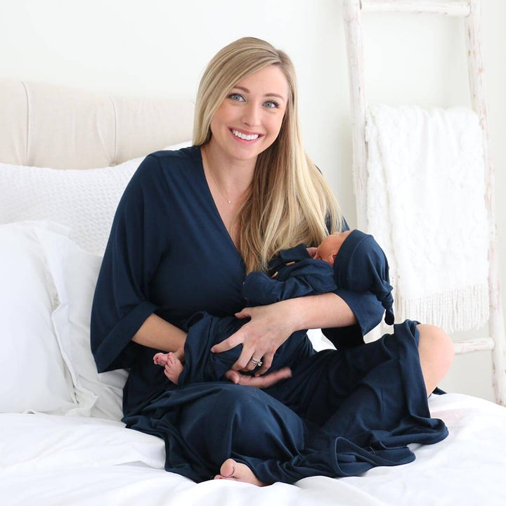 dark navy maternity robe 