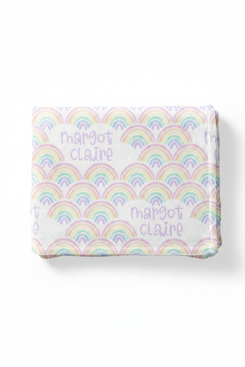 multicolor pastel personalized kids blanket 