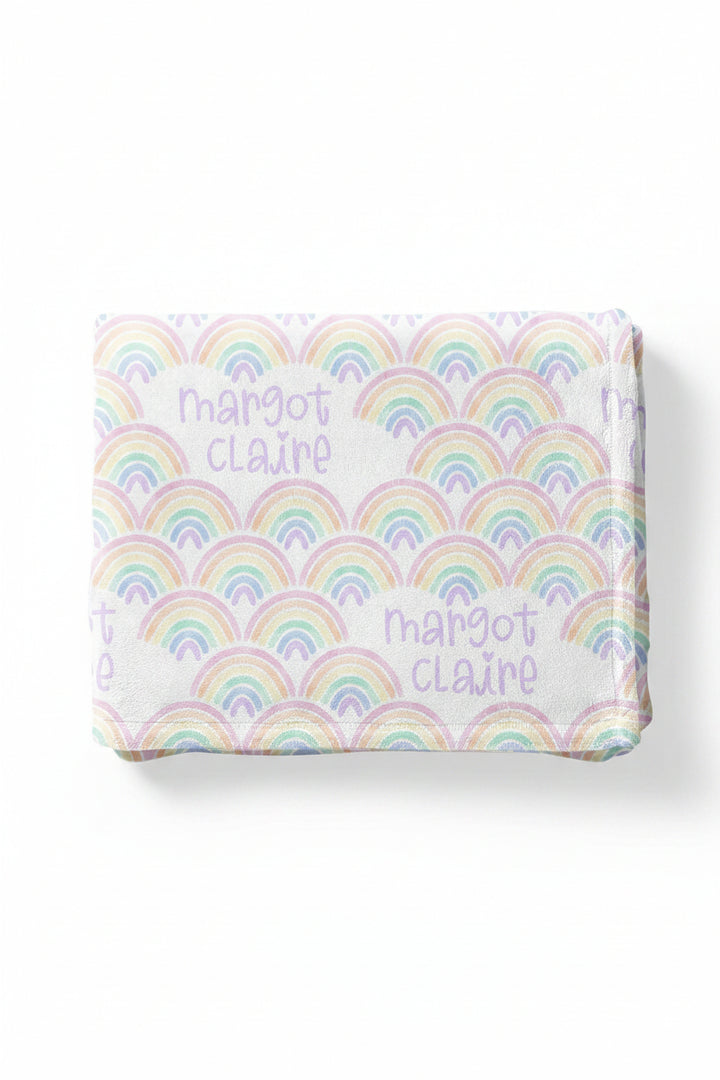 multicolor pastel personalized kids blanket 