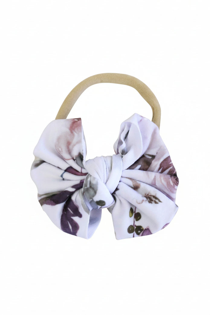 dusty purple floral bow headband