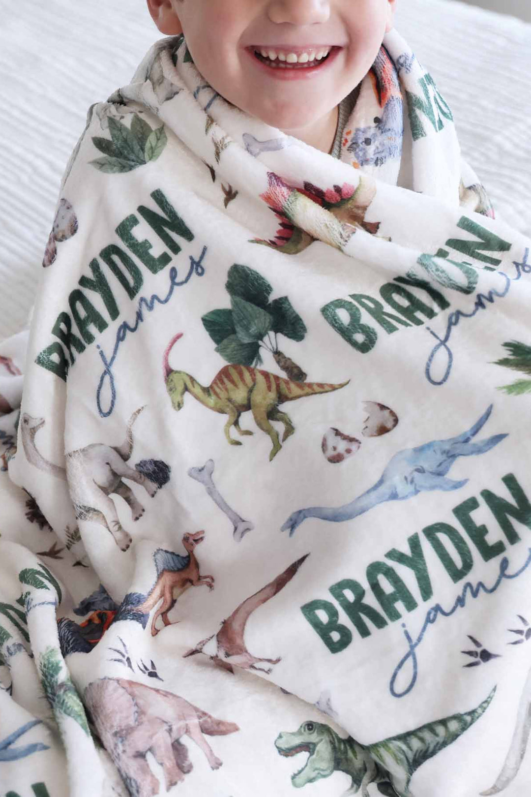dinosaur blanket for boys personalized with name