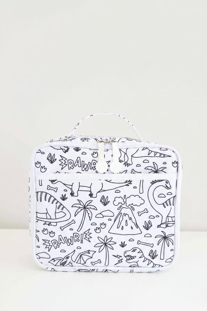 white dinosaur colorable lunchbox for boys 
