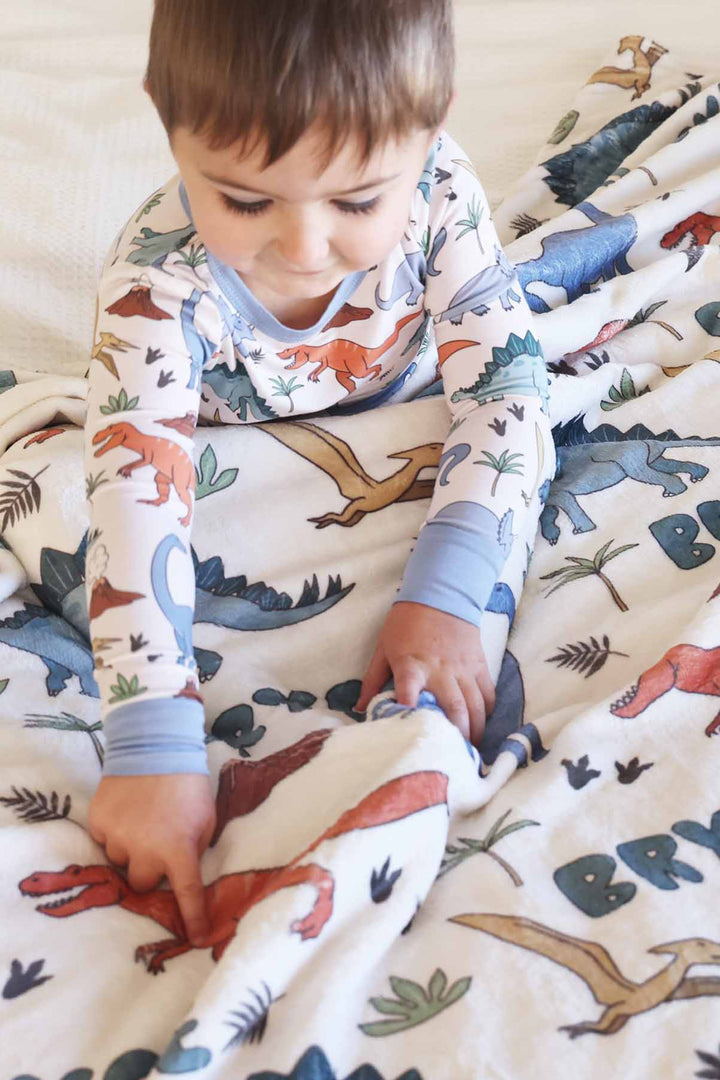 dino dude personalized blanket for kids 