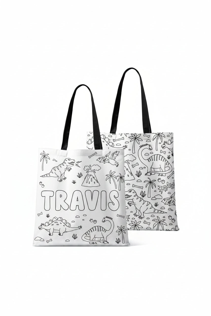 Colorable Personalized Tote Bags | Jurassic Playground