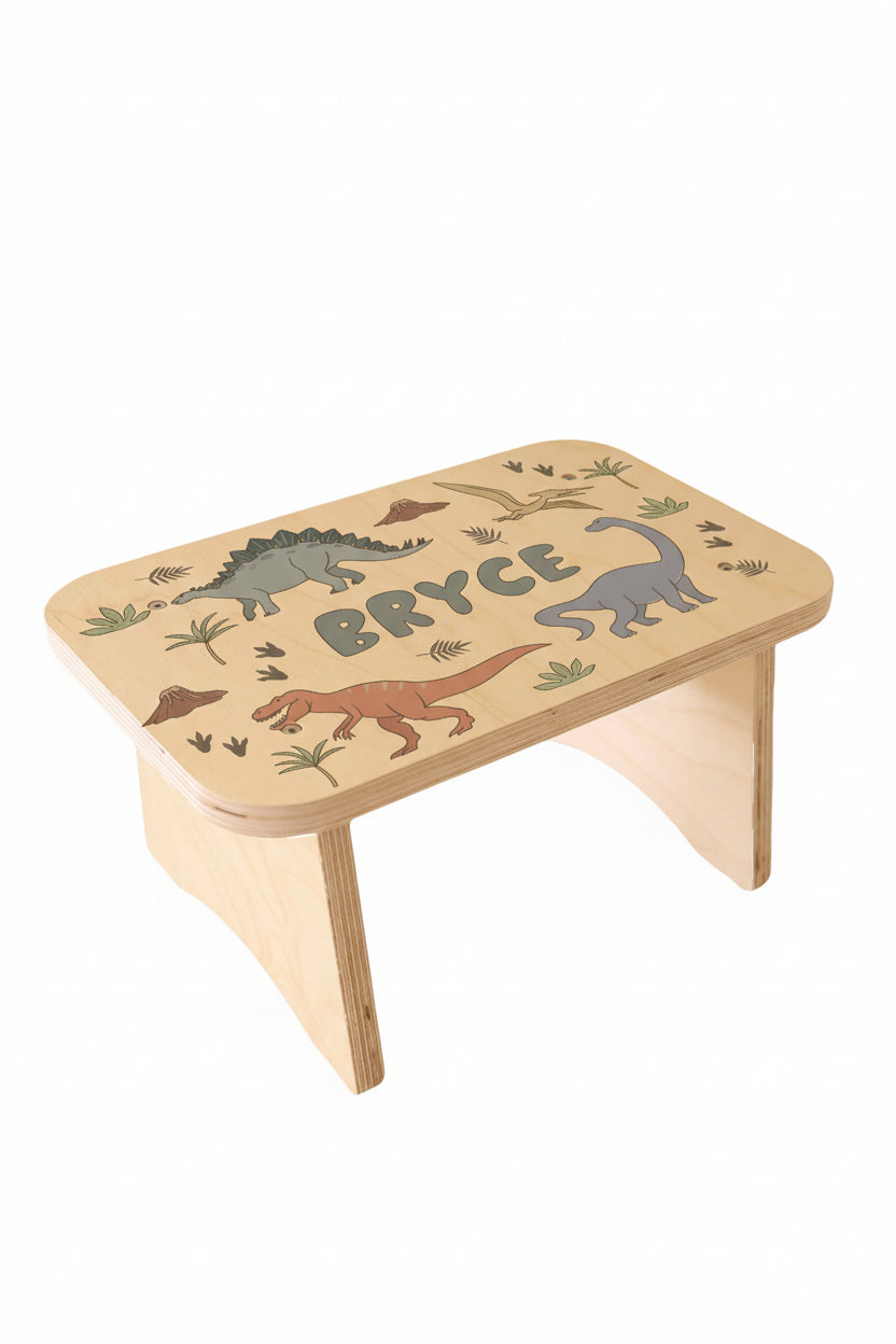 kids personalized step stool boy dinosaur
