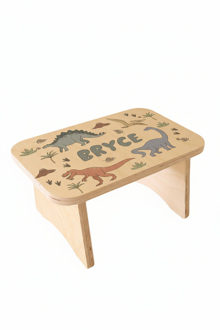 kids personalized step stool boy dinosaur