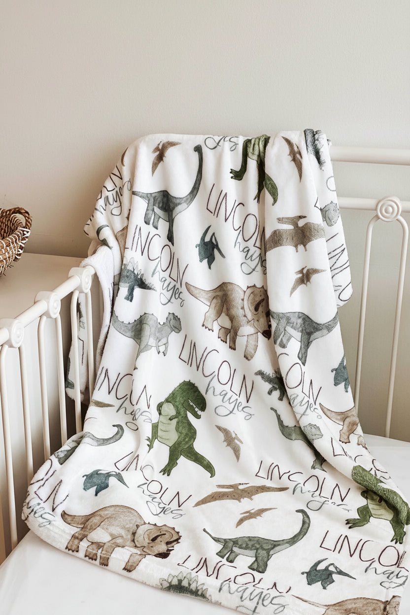 Dinosaur Friends Personalized Toddler Blanket