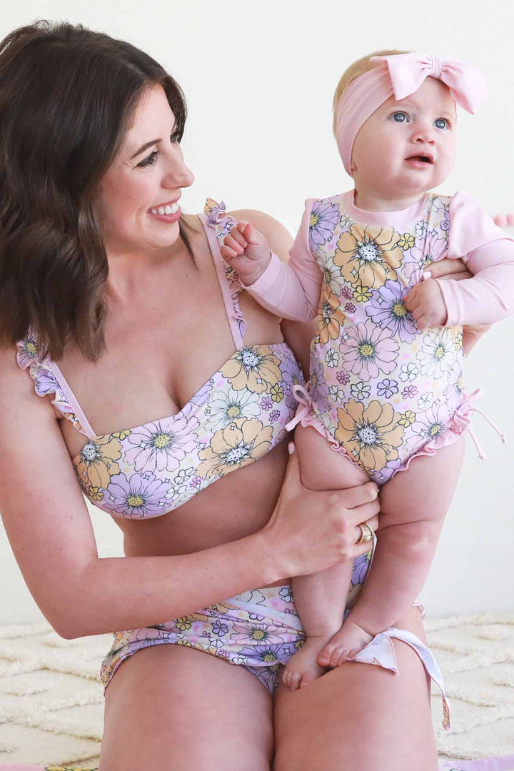 mommy + me matching swimwear disco daisies 