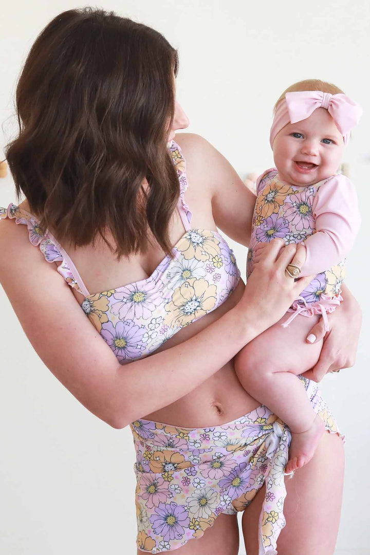 multicolor pastel floral bikini for women high waisted