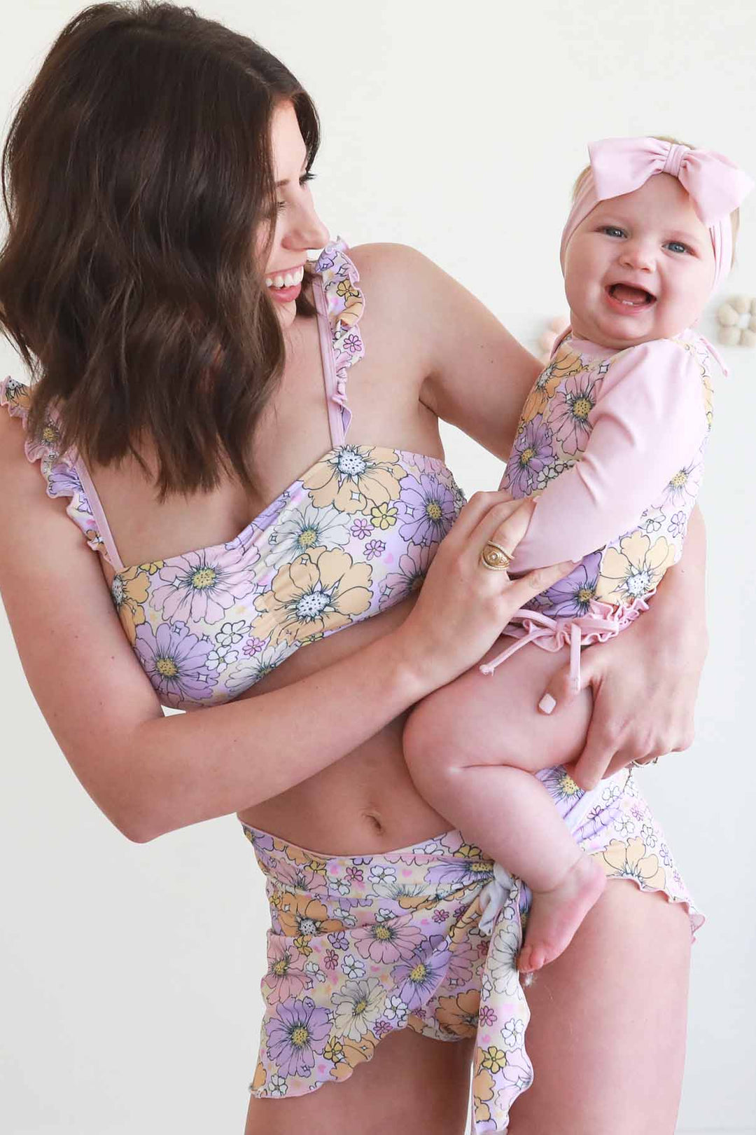 high waisted bikini for women multicolor pastel floral