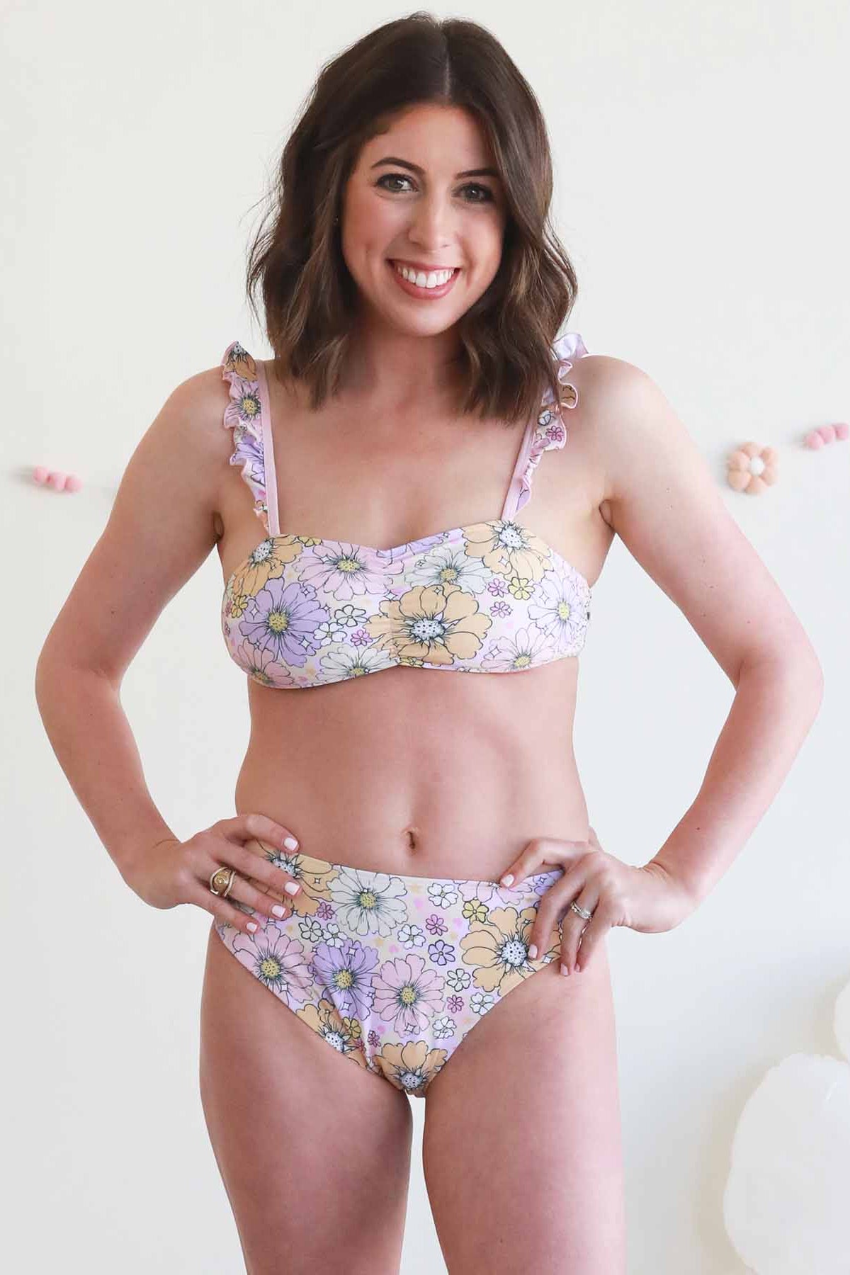 Women's Bikini with High Waisted Bottom | Disco Daisies