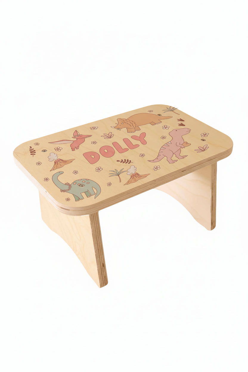 personalized step stool for kids girl dinosaur