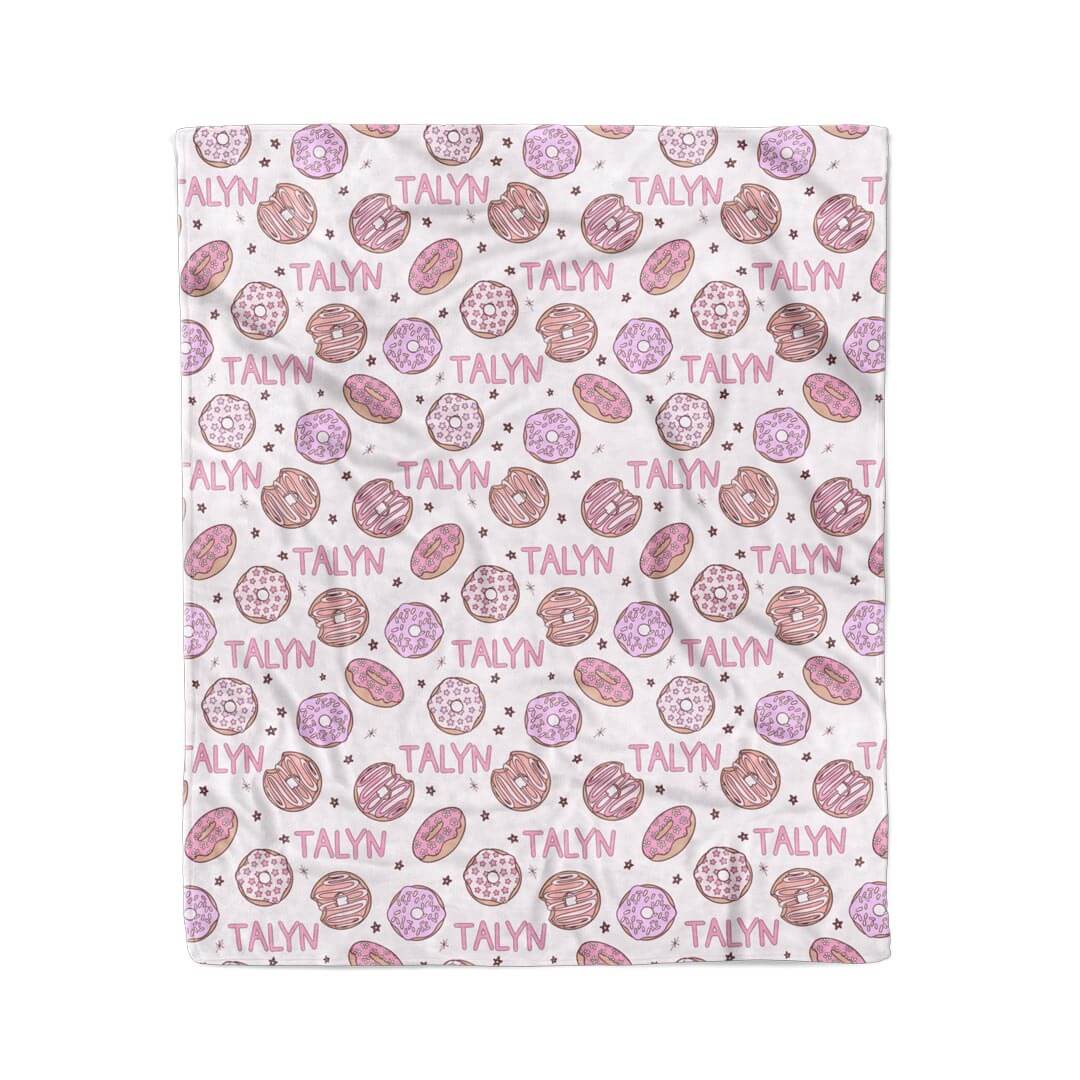 pink donut personalized blanket for kids 