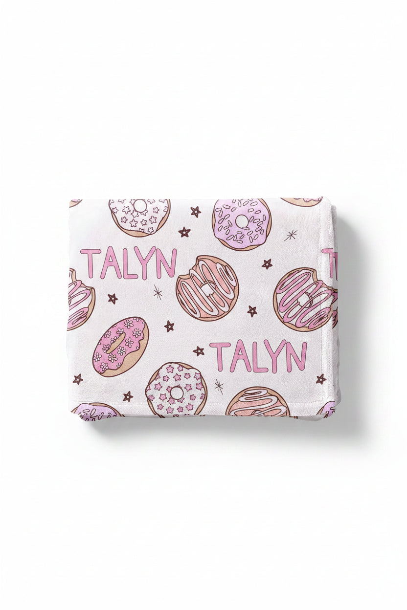 Donut Shop Personalized Kids Blanket | Pink