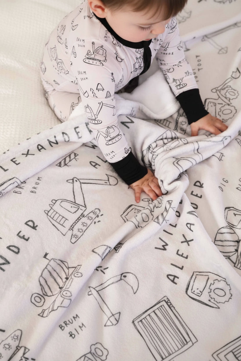 Doodle Dozers Personalized Kids Blanket