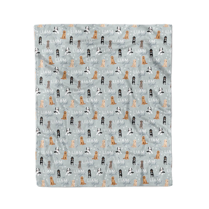 blue personalized kids blanket doodles
