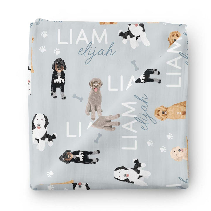 Personalized Baby Name Swaddle Blanket | Dog Breeds