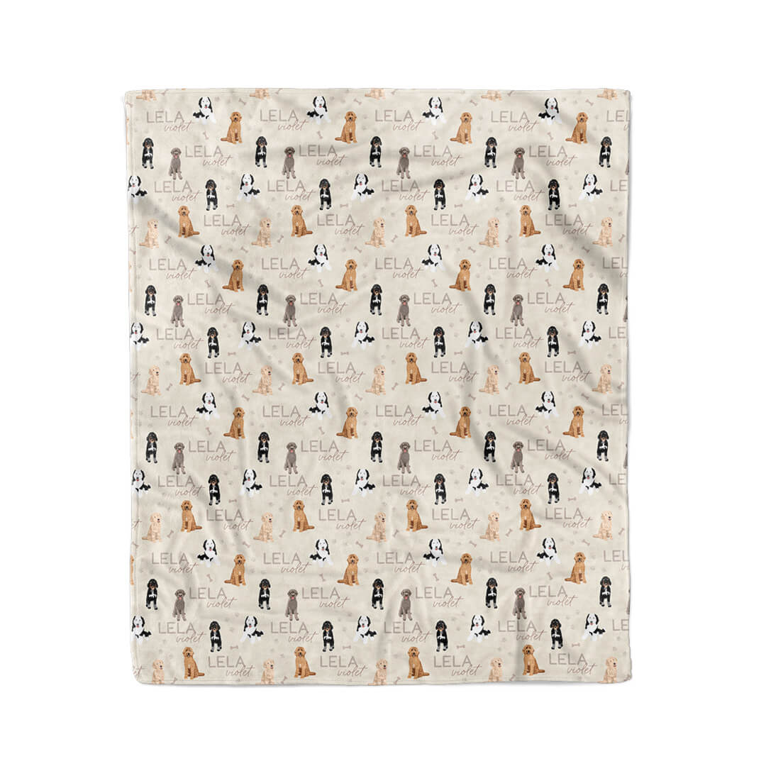 personalized kids blanket with doodles neutral 