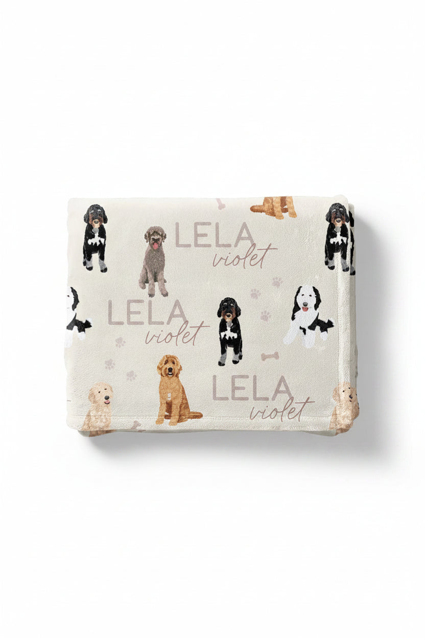 neutral doodle personalized kids blanket 