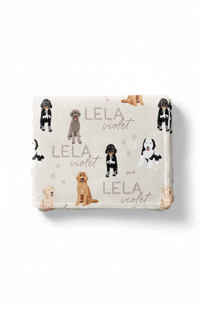 neutral doodle personalized kids blanket 