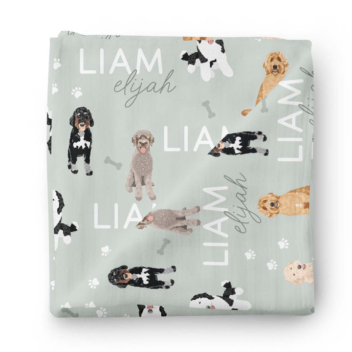 Personalized Baby Name Swaddle Blanket | Dog Breeds
