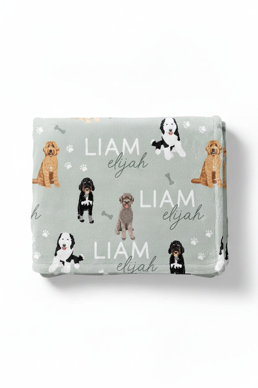 doodles sage personalized kids blanket 