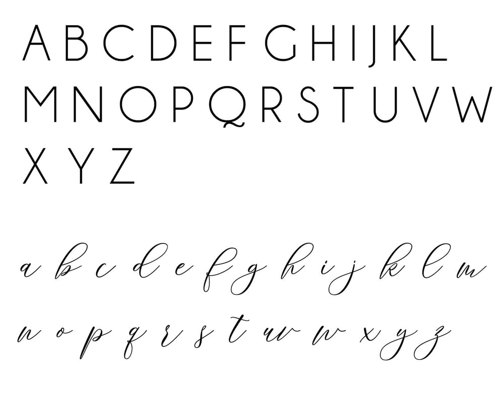 block and script font 