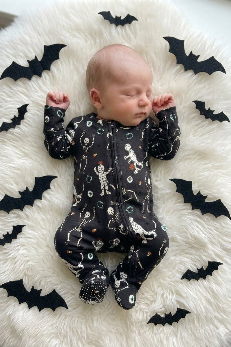 Halloween Glow-in-the-Dark Bamboo Zipper Footie | Eye Want Candy