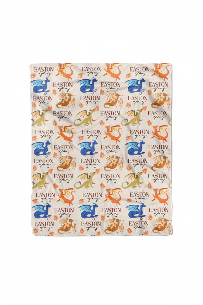 personalized kids blanket with dragons