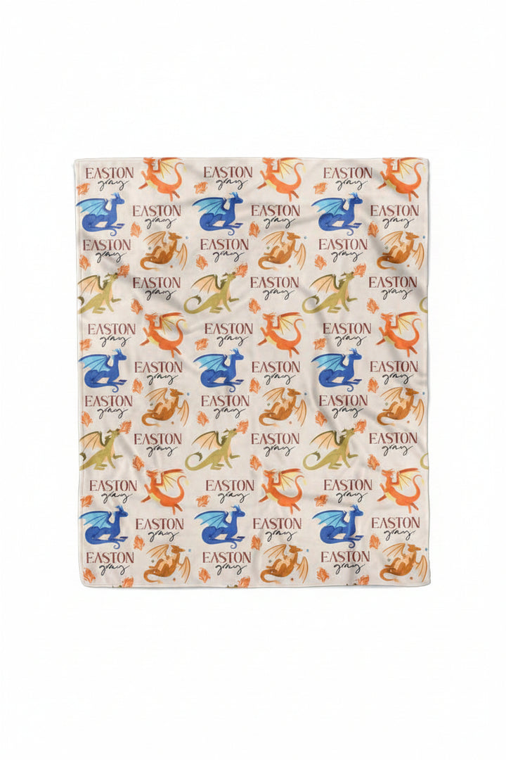 personalized kids blanket with dragons