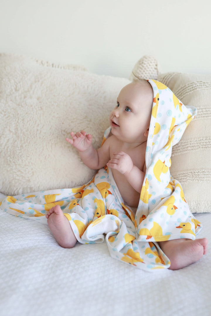 rubber duck hooded bath towel for kids 