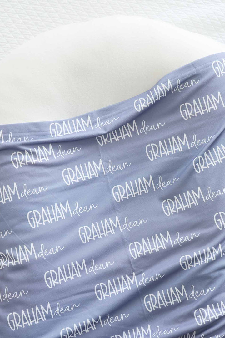 dusk blue personalized swaddle blanket 