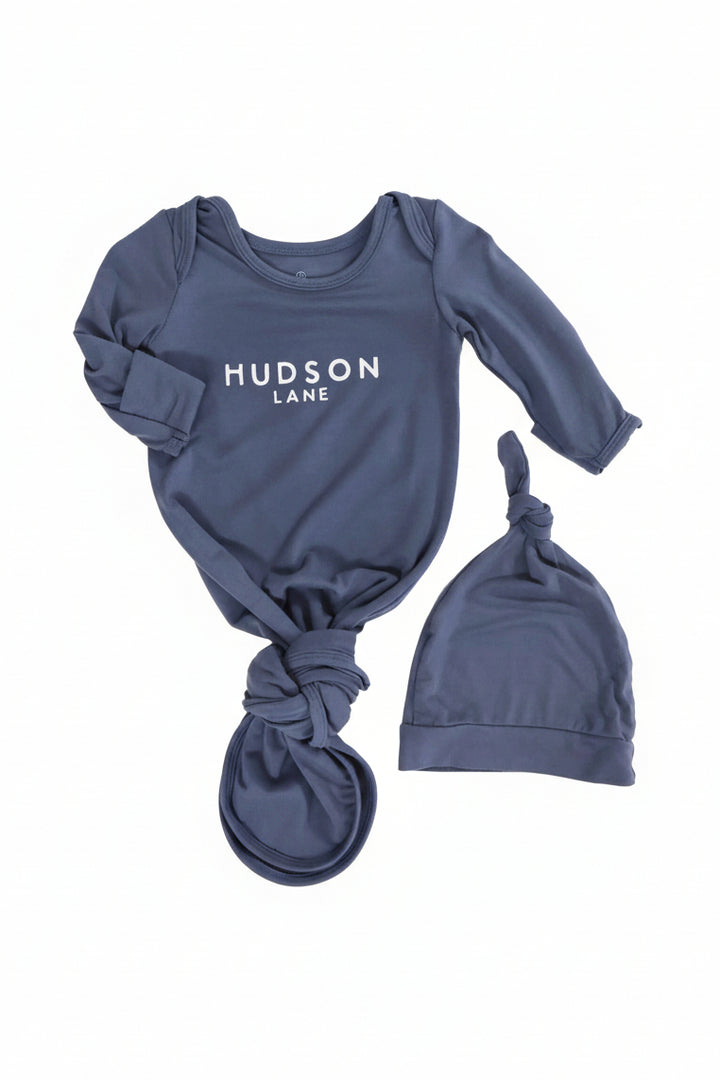 Boy Personalized Bamboo Newborn Baby Knot Gown & Hat