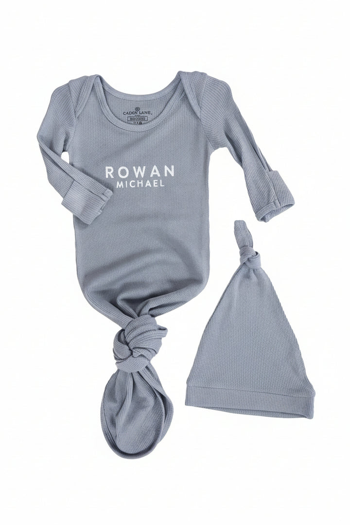Boy Personalized Bamboo Newborn Baby Knot Gown & Hat