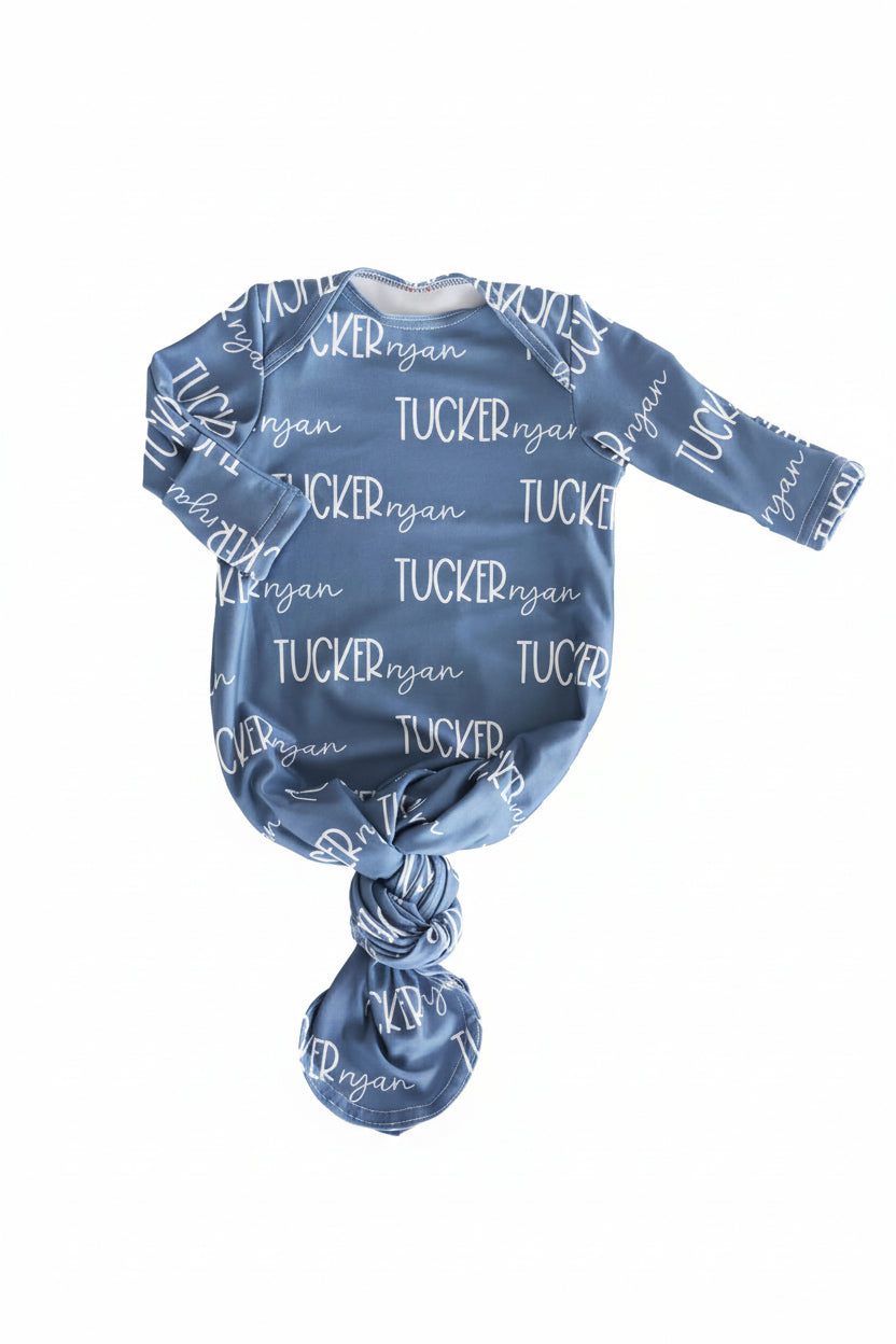 dusty blue personalized knot gown only