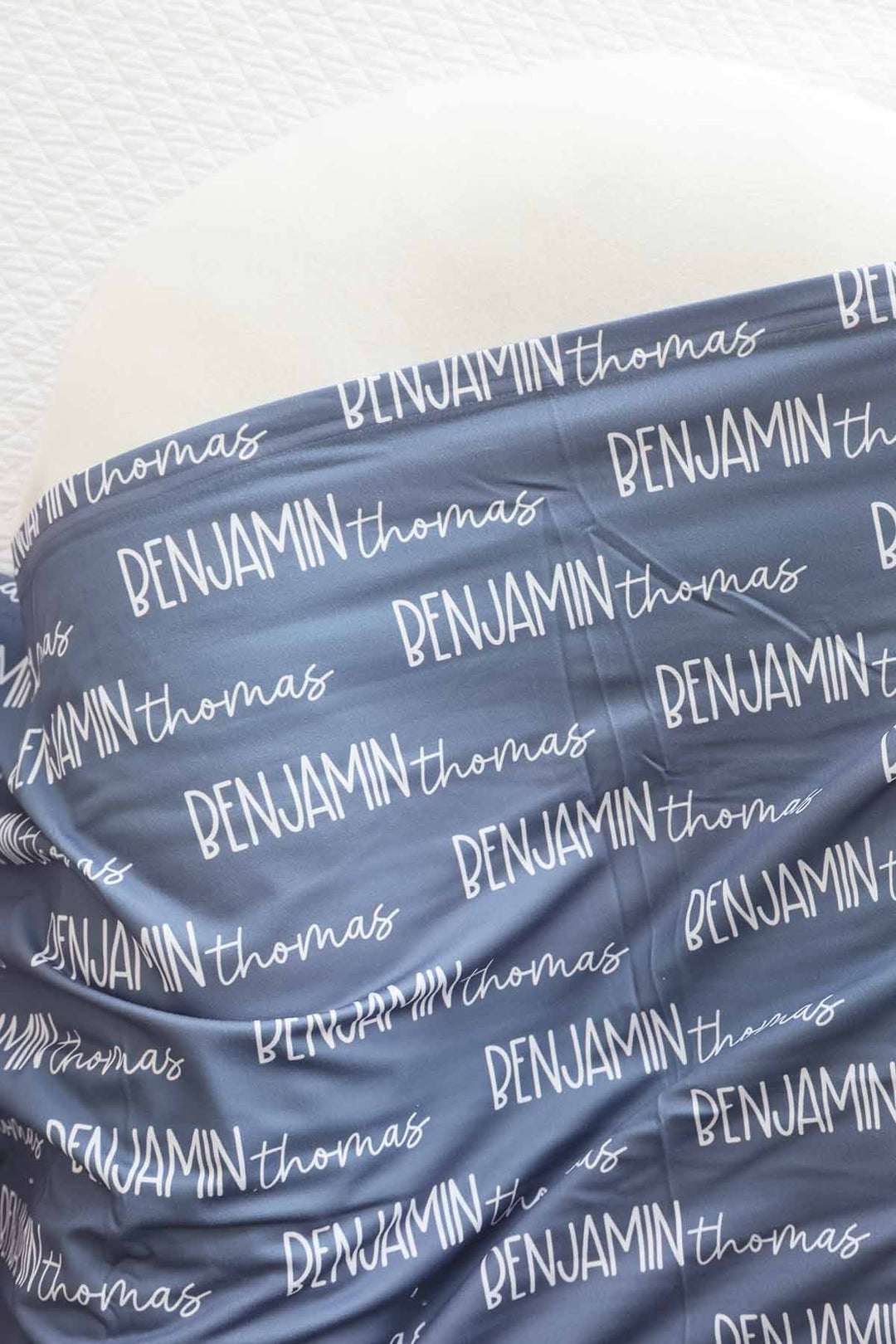 dusty denim personalized swaddle blanket 
