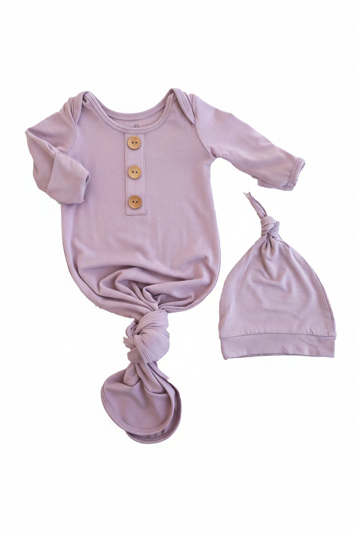 light purple bamboo knot gown for babies 