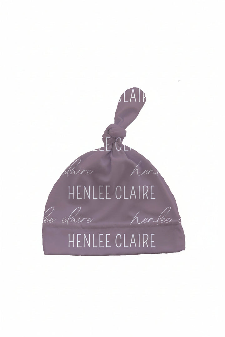 dusty purple knotted hat personalized 