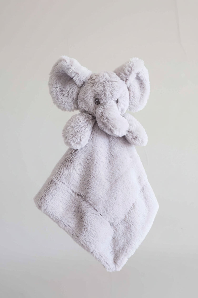grey elephant plush lovey for babies 
