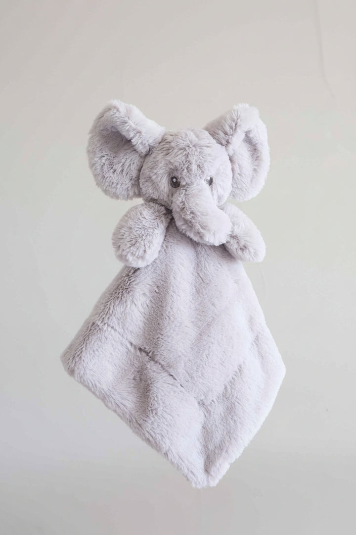 grey elephant plush lovey for babies 