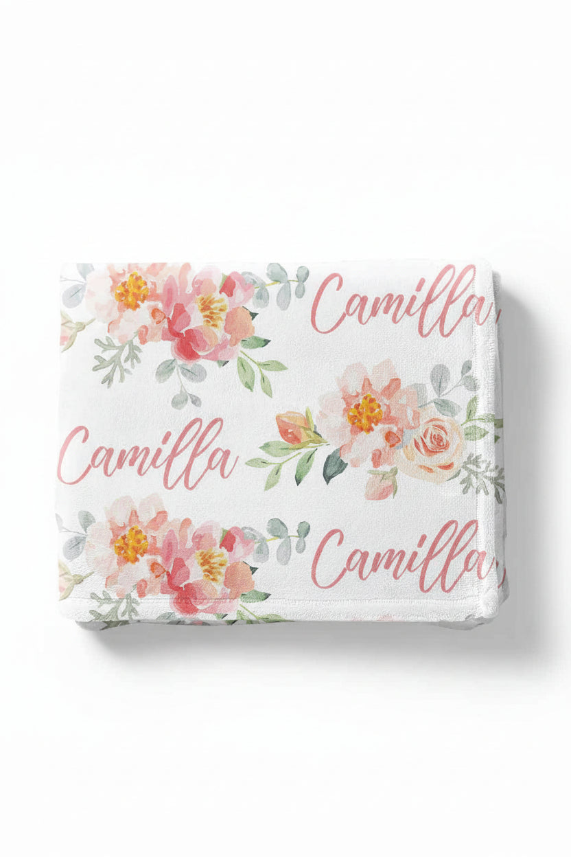 Ella's Vintage Dusty Rose Personalized Toddler Blanket