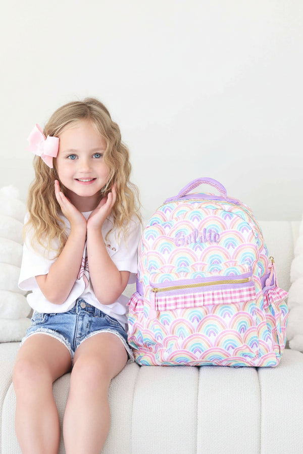 embroidered rainbow backpack for girls 