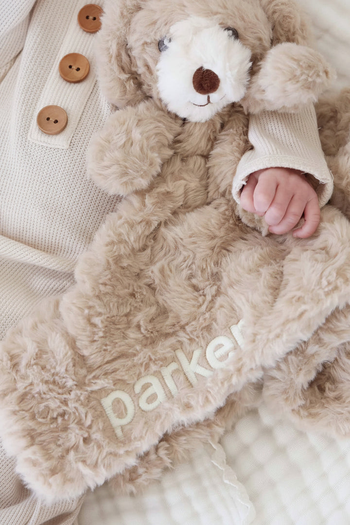 parker puppy embroidered lovey for babies gender neutral