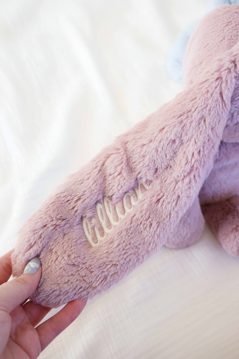 purple embroidered bunny ear for kids 
