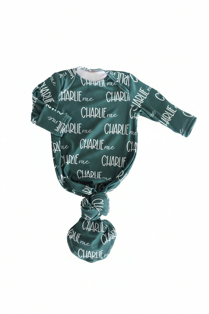 emerald personalized knot gown only 